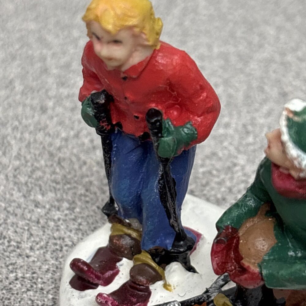 St Nicholas Square Christmas Village Children Skiing Figurine - Picture 3 of 5